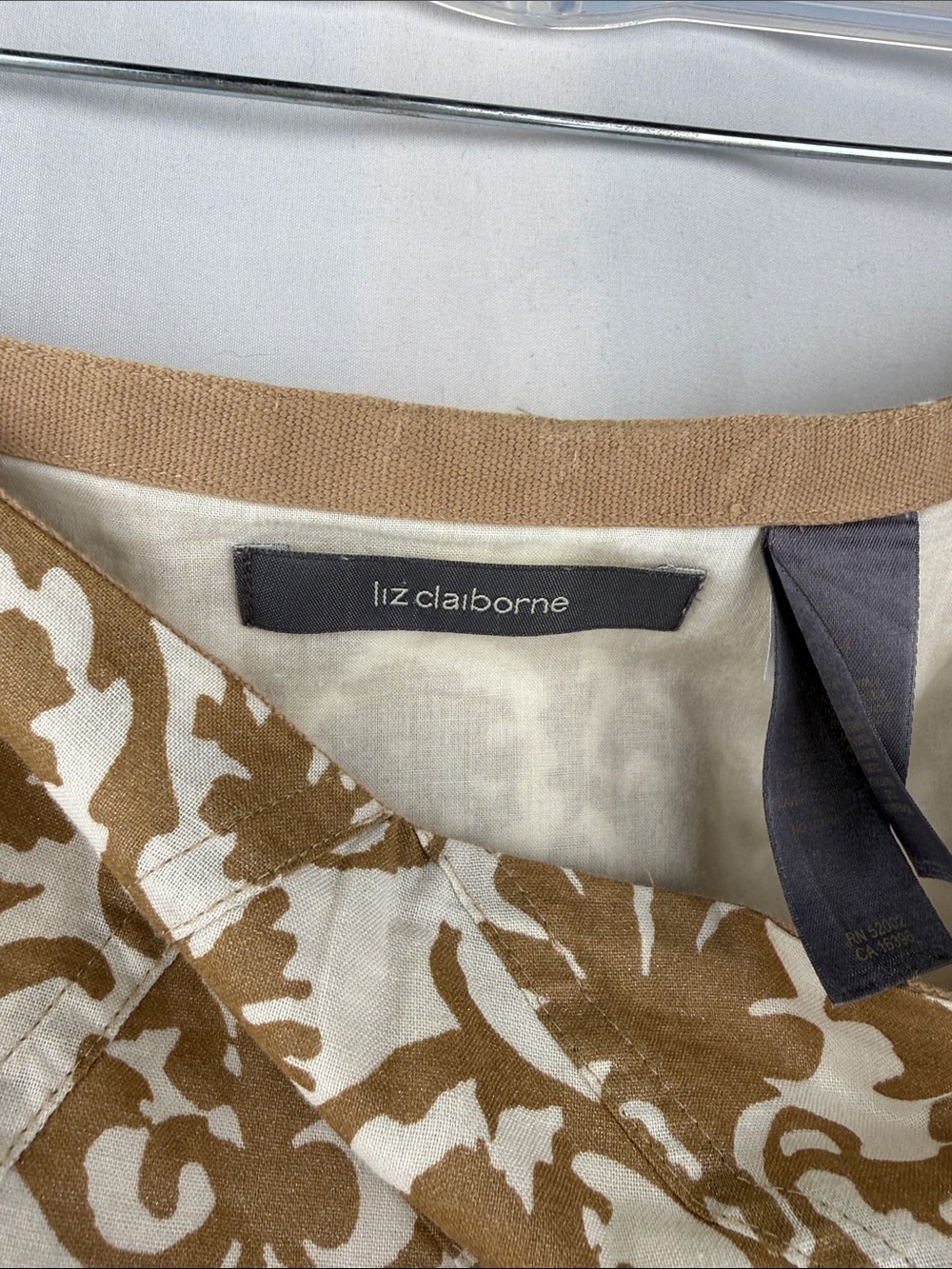 Liz Claiborne Cream and Tan Damask A-Line Side Zip Lined Skirt Women’s Size 14 - Picture 5 of 7